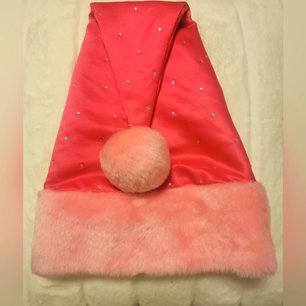 SATIN VICTORIAS SECRET SANTA HAT WITH BLING